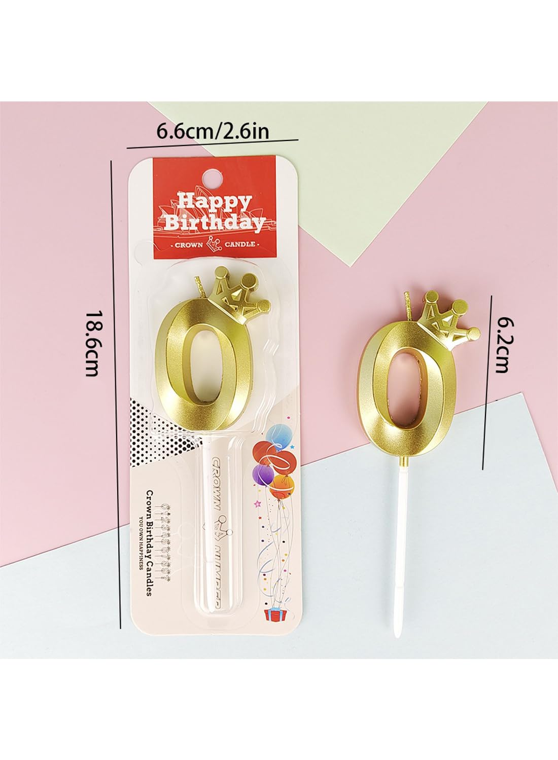 Number Birthday Candles, Metallic Glitter Crown Number 0 Cake Candles for Birthday, Wedding, Anniversary,