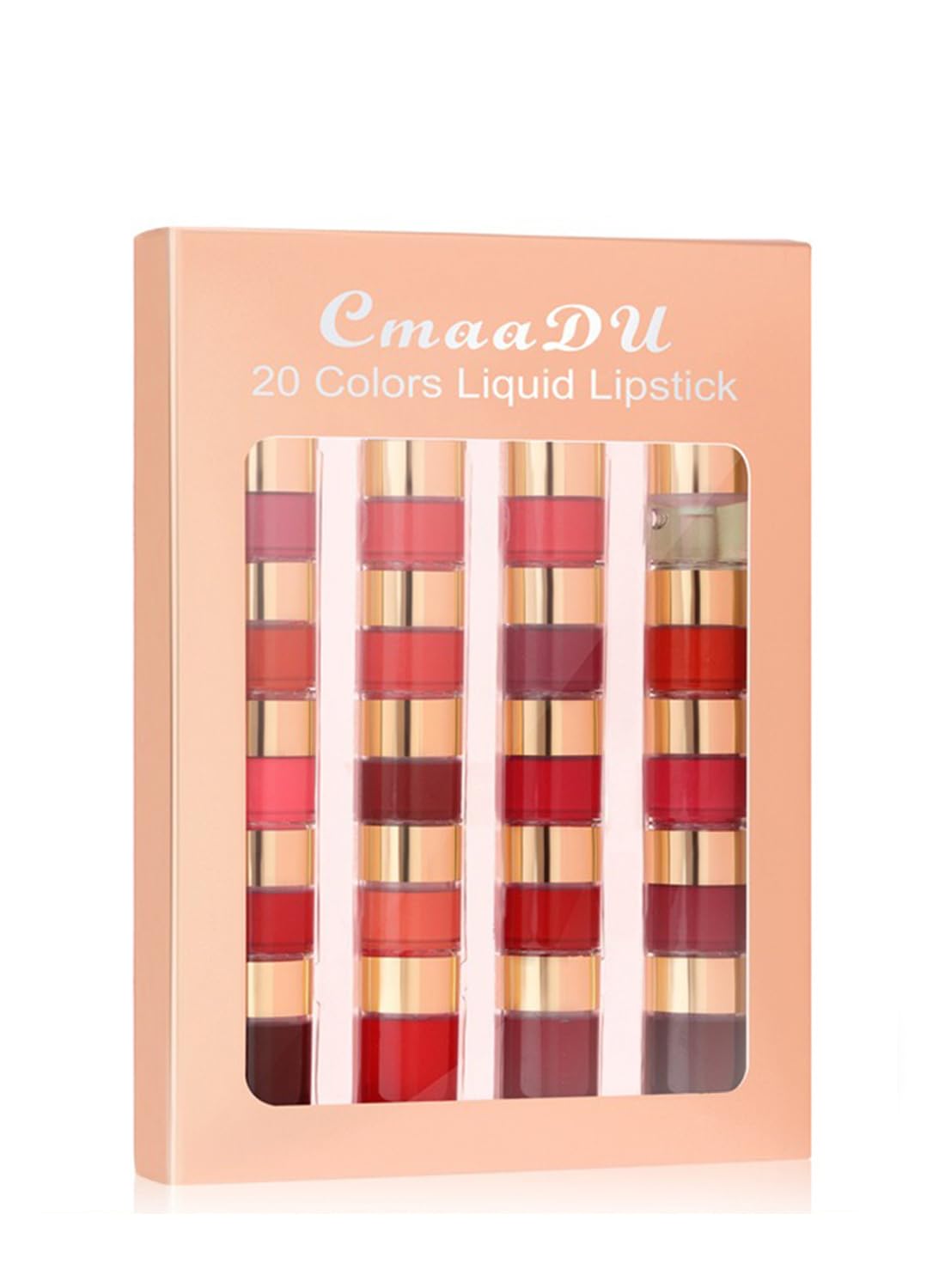 Cmaadu 20 Colors Liquid Lipstick Set, Matte Finish, Long-Lasting, Highly Pigmented, Non-Sticky, Waterproof Lip Gloss Collection for Women, Makeup Gift Set