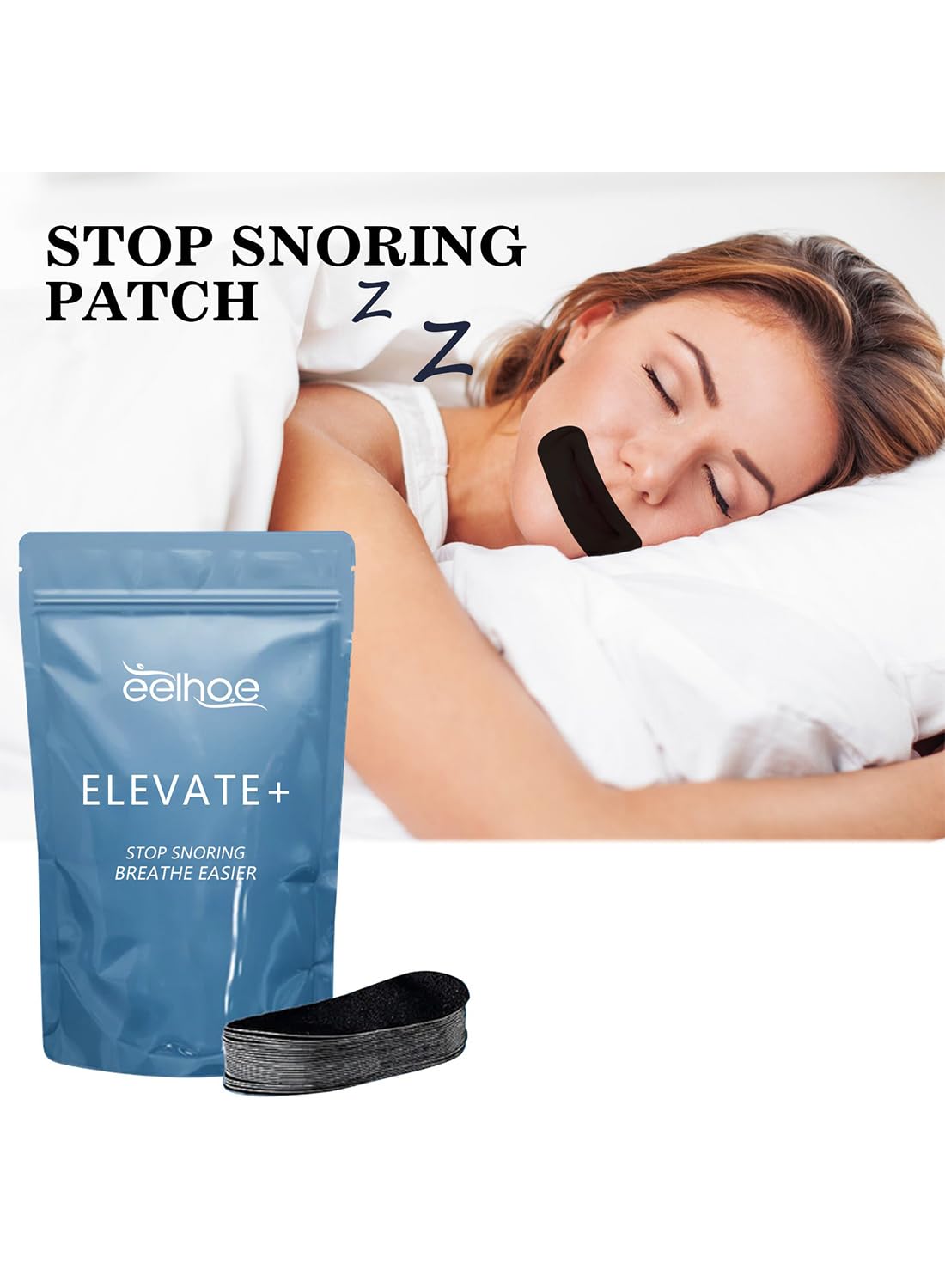 30Pcs Sleep Mouth Tape, Hypoallergenic and Pain-Free Anti Snoring Patches