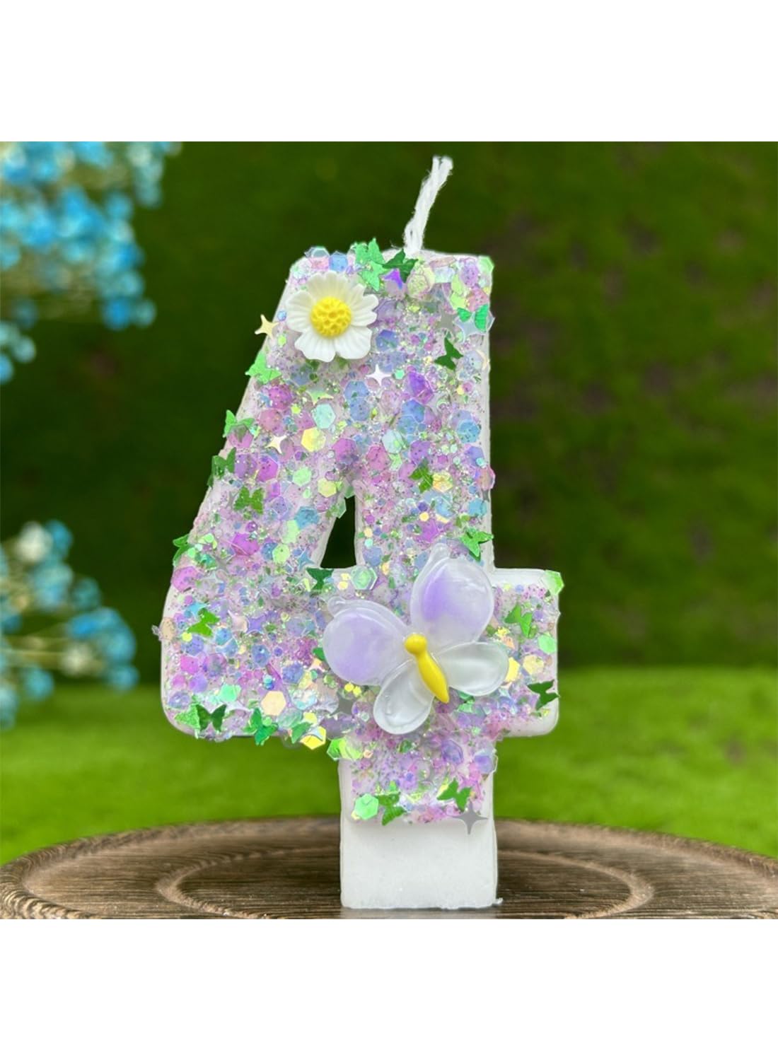 Colorful White Flower Number Cake Candle