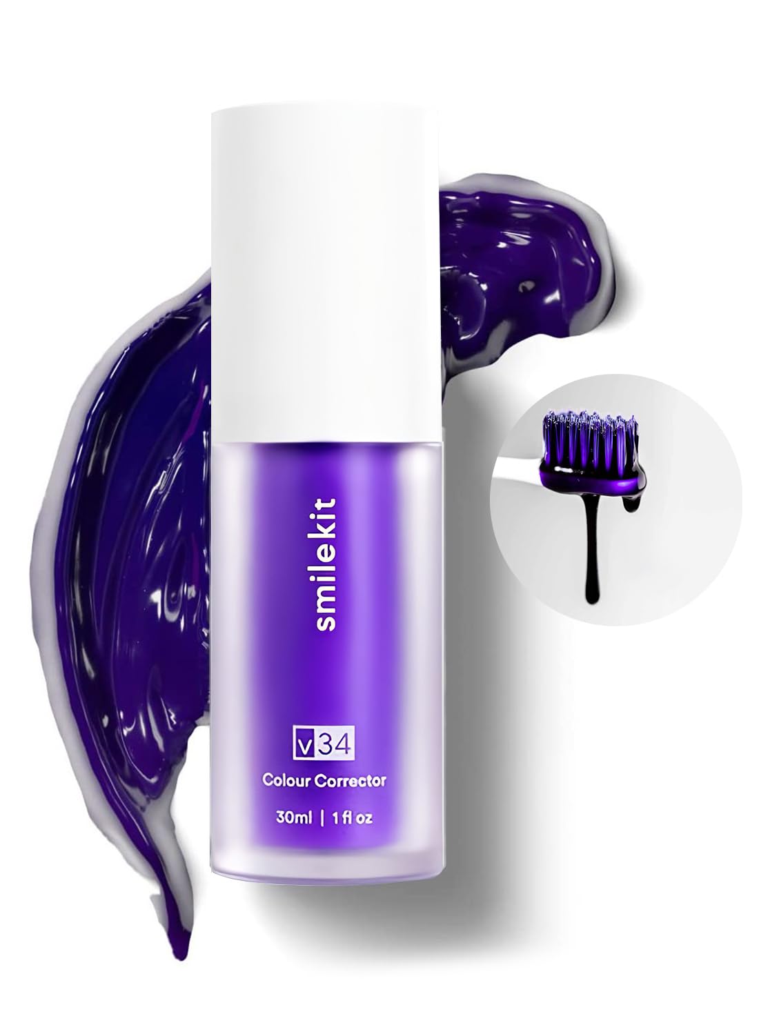 L&Wen Purple Toothpaste Teeth Whitening Booster Effective Fast Brighten Cleaning Tooth Colour Corrector to Remove Tooth Stains and Change Yellow Teeth for Sensitive Teeth 30ml