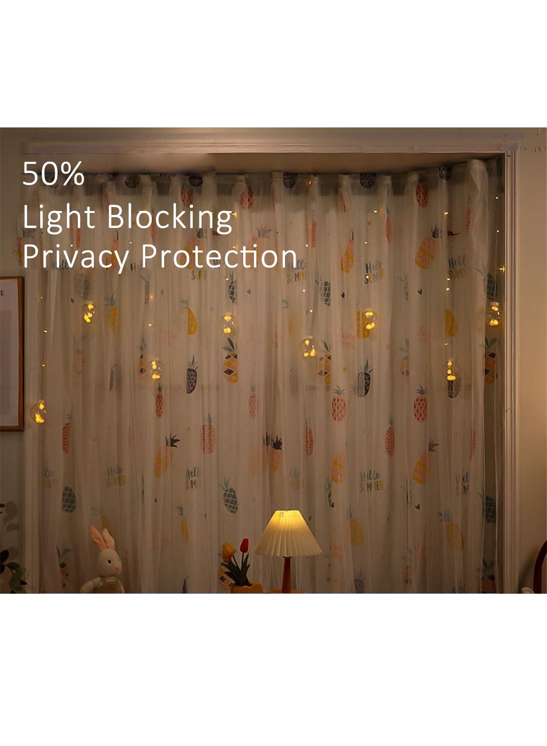 Velcro Double Layer Cartoon Pattern Blackout Curtains