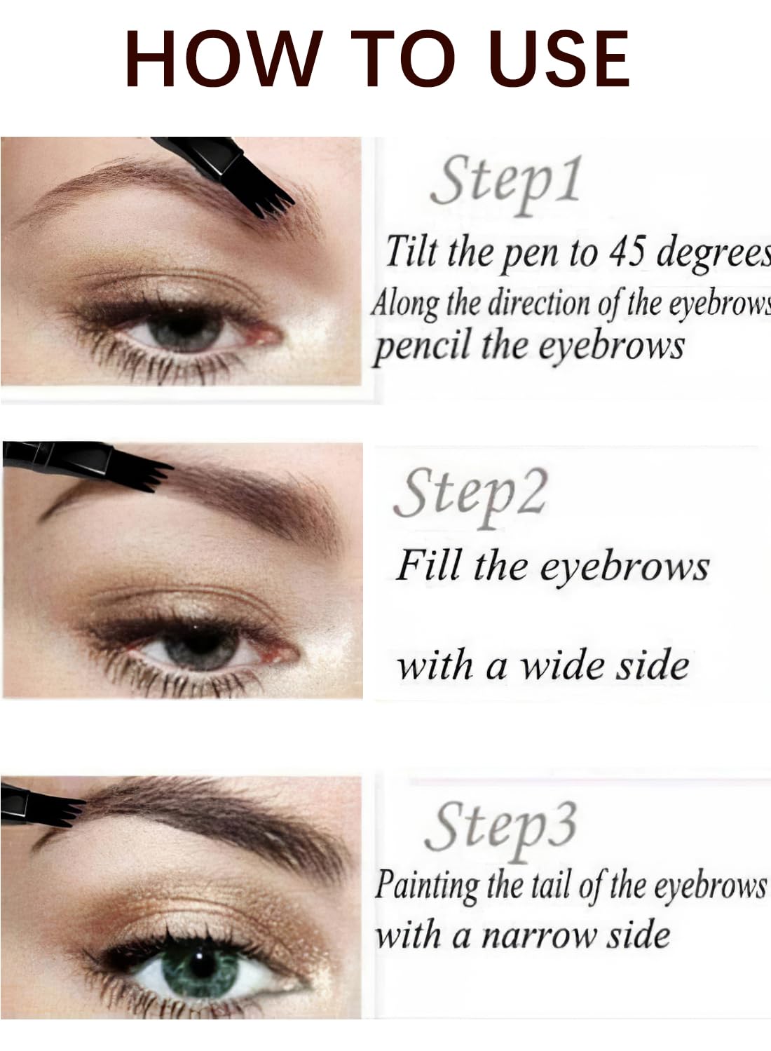 3 Pcs Liquid Eyebrow Pencil Set, Ultra-Fine Tip, Long Lasting Waterproof Smudge Proof Liquid Eyebrow Pencil, Daily Eye Brow Makeup