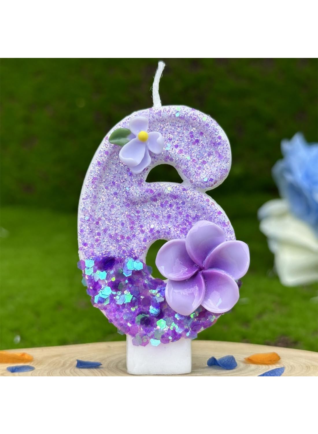 Purple Flower Number Cake Candle
