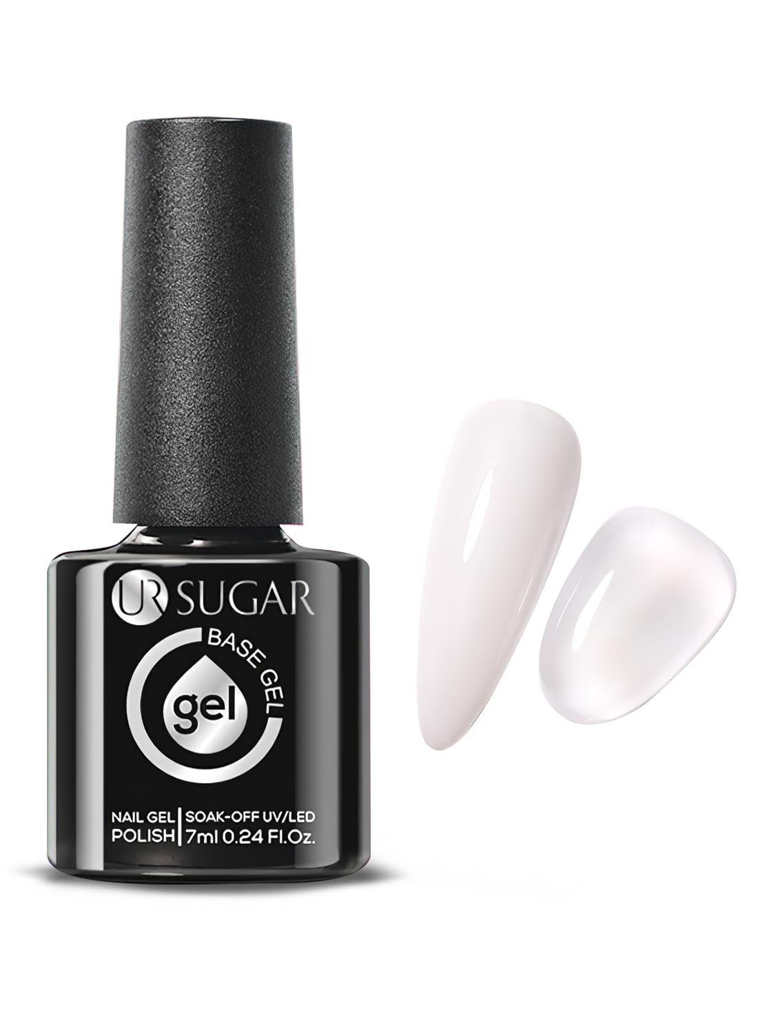 Rubber Base Gel Nail Polish, Soak Off UV LED Shiny Glossy Glitter Nail Gel Polish, Quick Extend Builder Base Nail Gel, Base Coat For Nail Strengthening 7ML