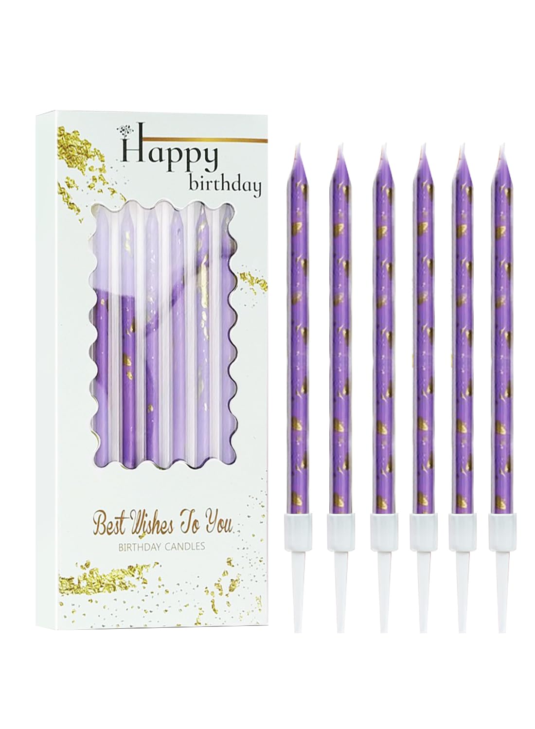 Twisted Birthday Candles, Long Thin Birthday Spiral Candles with Holders-6Pcs