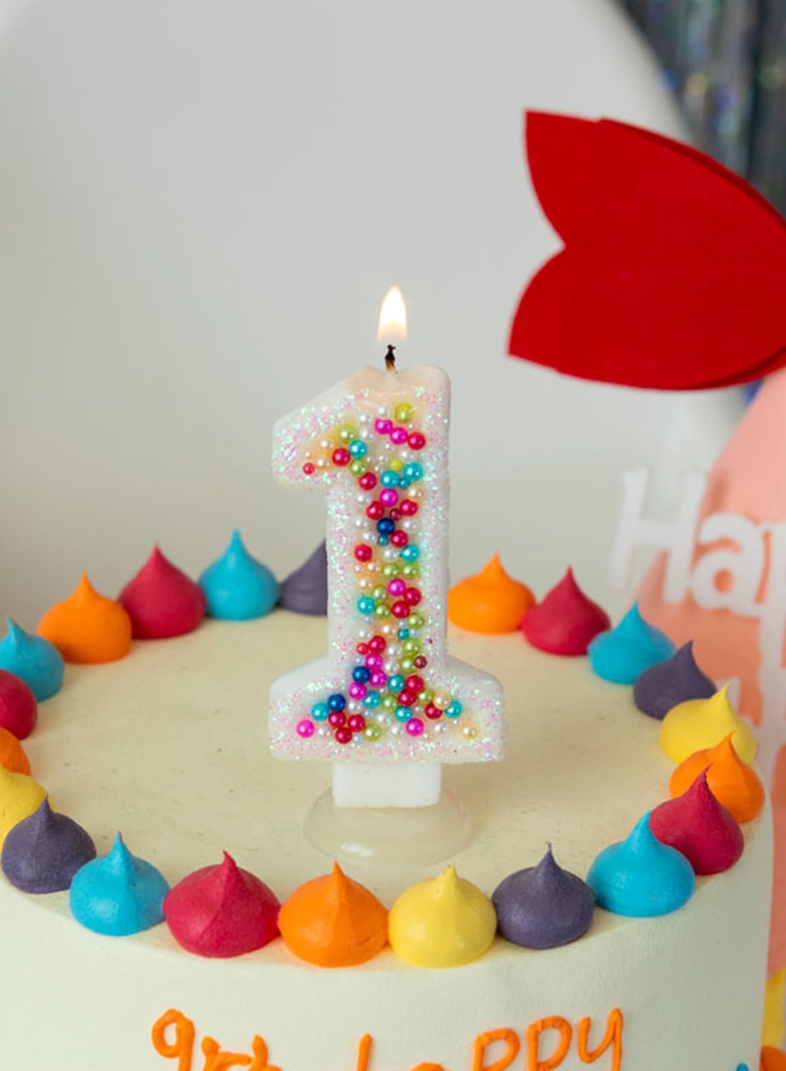Colored Beads Number Cake Candle
