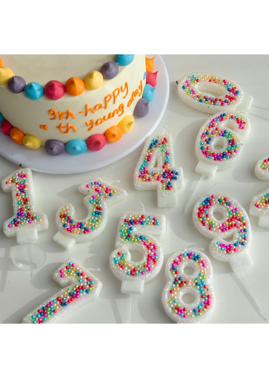 Colored Beads Number Cake Candle