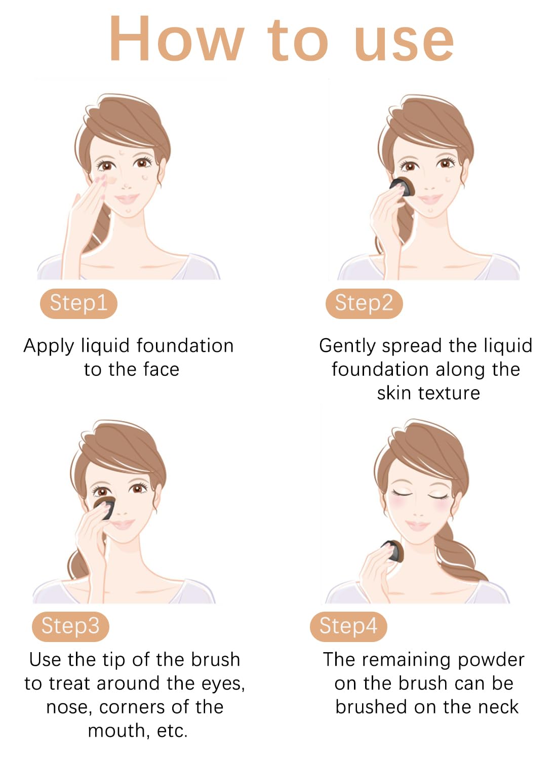 Foundation Liquid with Magic Traceless Makeup Brush, Natural Lightweight Base Makeup Gift Set, Long Lasting, Moisturizing Nourishing, Cover Blemishes, Hide Pores