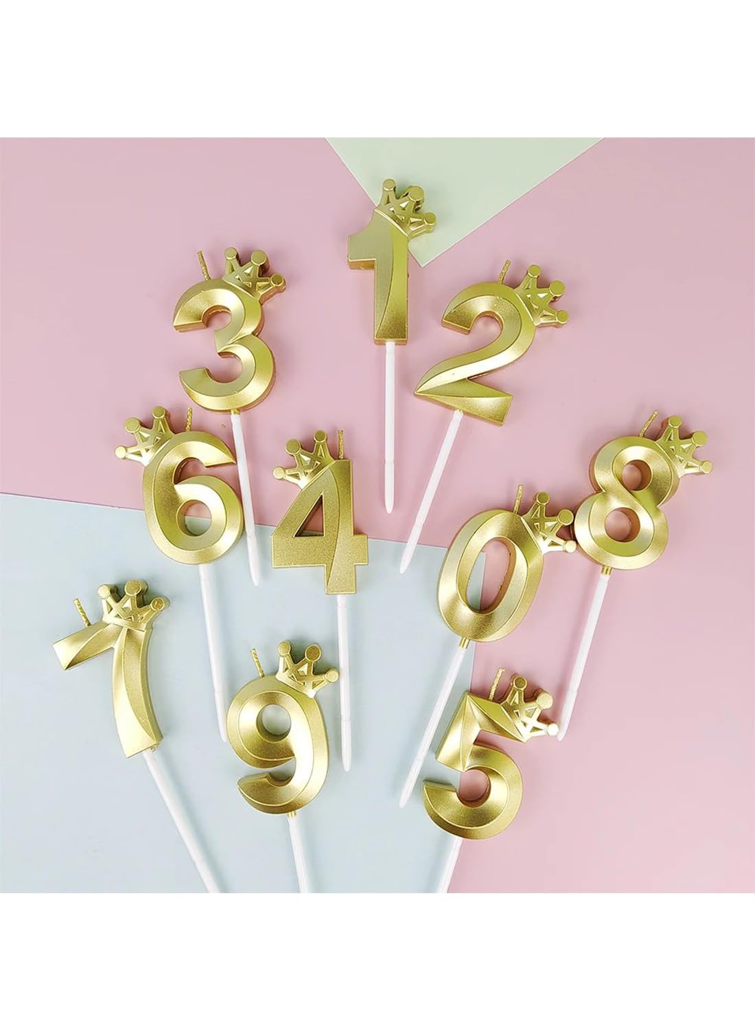 Number Birthday Candles, Metallic Glitter Crown Number 0 Cake Candles for Birthday, Wedding, Anniversary,