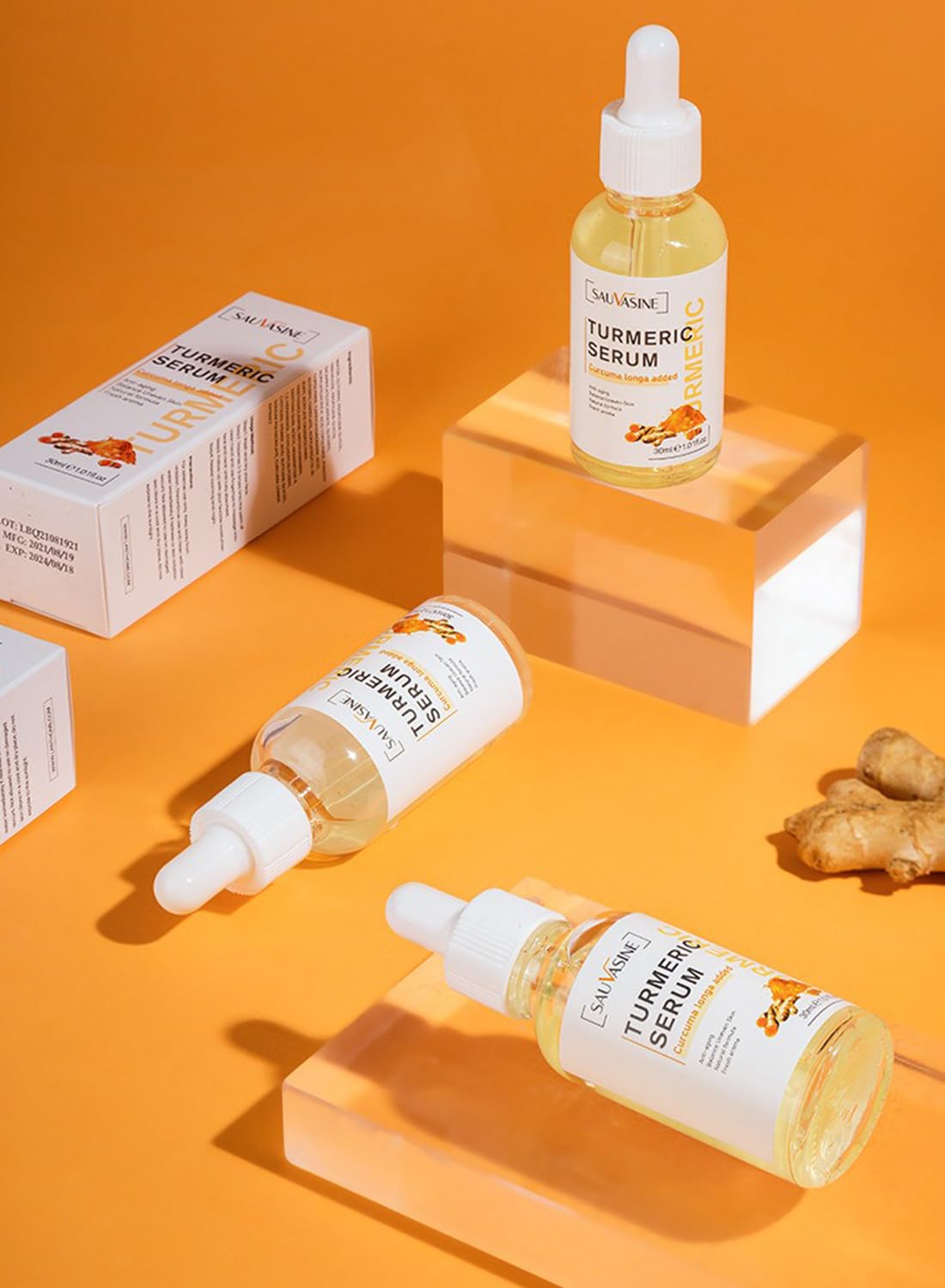 Turmeric Serum, Anti-Aging Anti Wrinkles Natural Turmeric Skin Brightening Serum, Moisturizing Turmeric Facial Repair Serum, Evens Tone, Clears Acne, Minimizes Pores Skin, Care for Face & Body 30ml