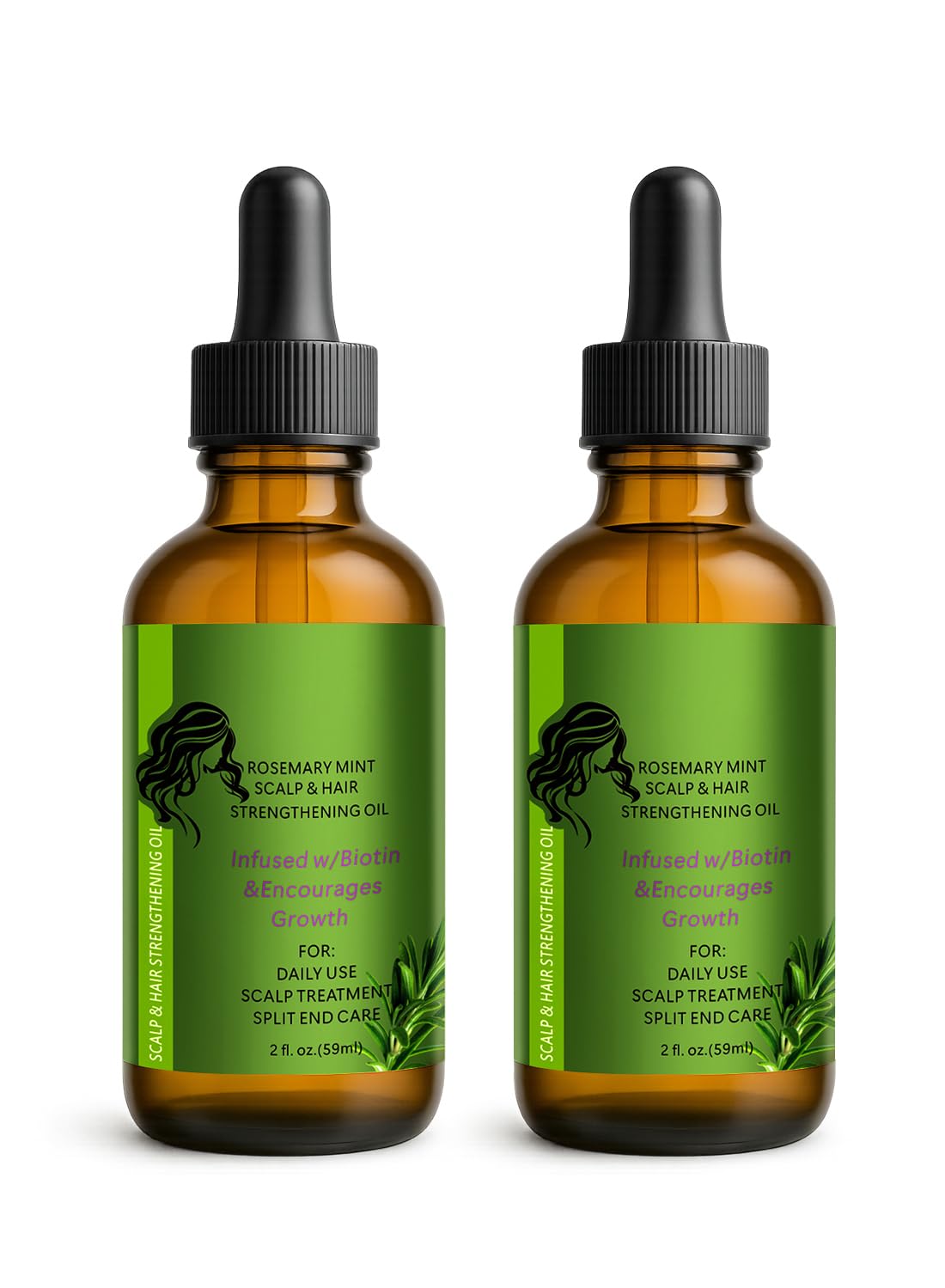 L&Wen 2Pcs Rosemary Mint Scalp & Hair Strengthening Oil Spray Set Hair Growth Oil