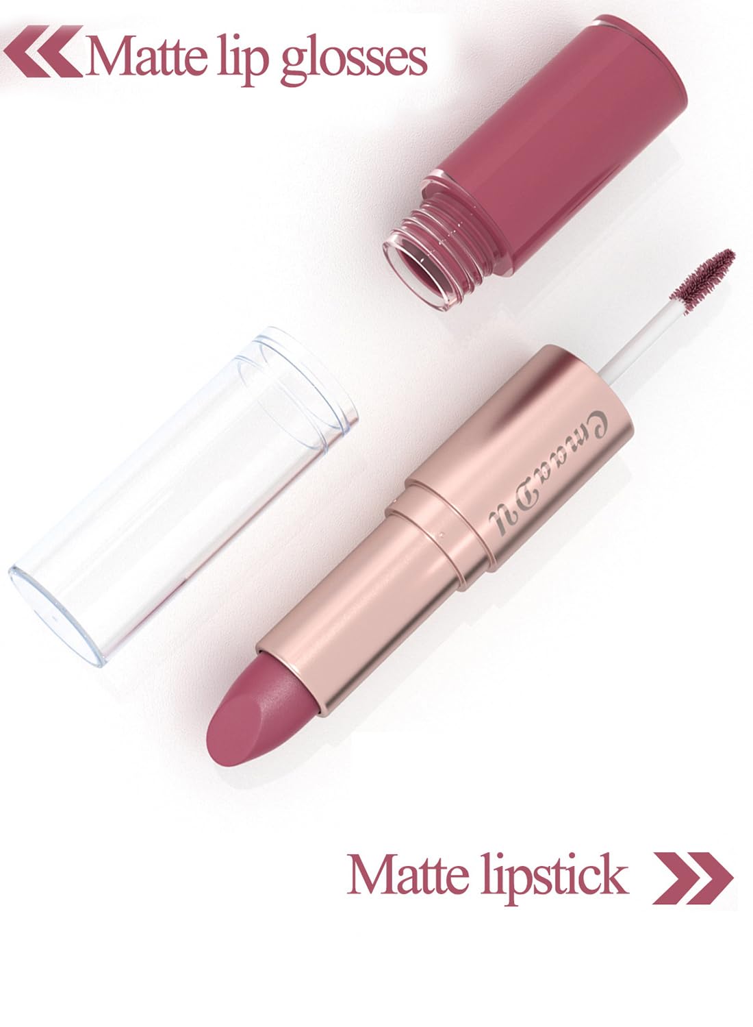 3 Pcs 2 in 1 Lipstick and Lip Gloss Set, Matte Velvet Double Headed High Pigmented Lipstick Gift Set, Waterproof Long Lasting Lip Makeup Gift Set for Women
