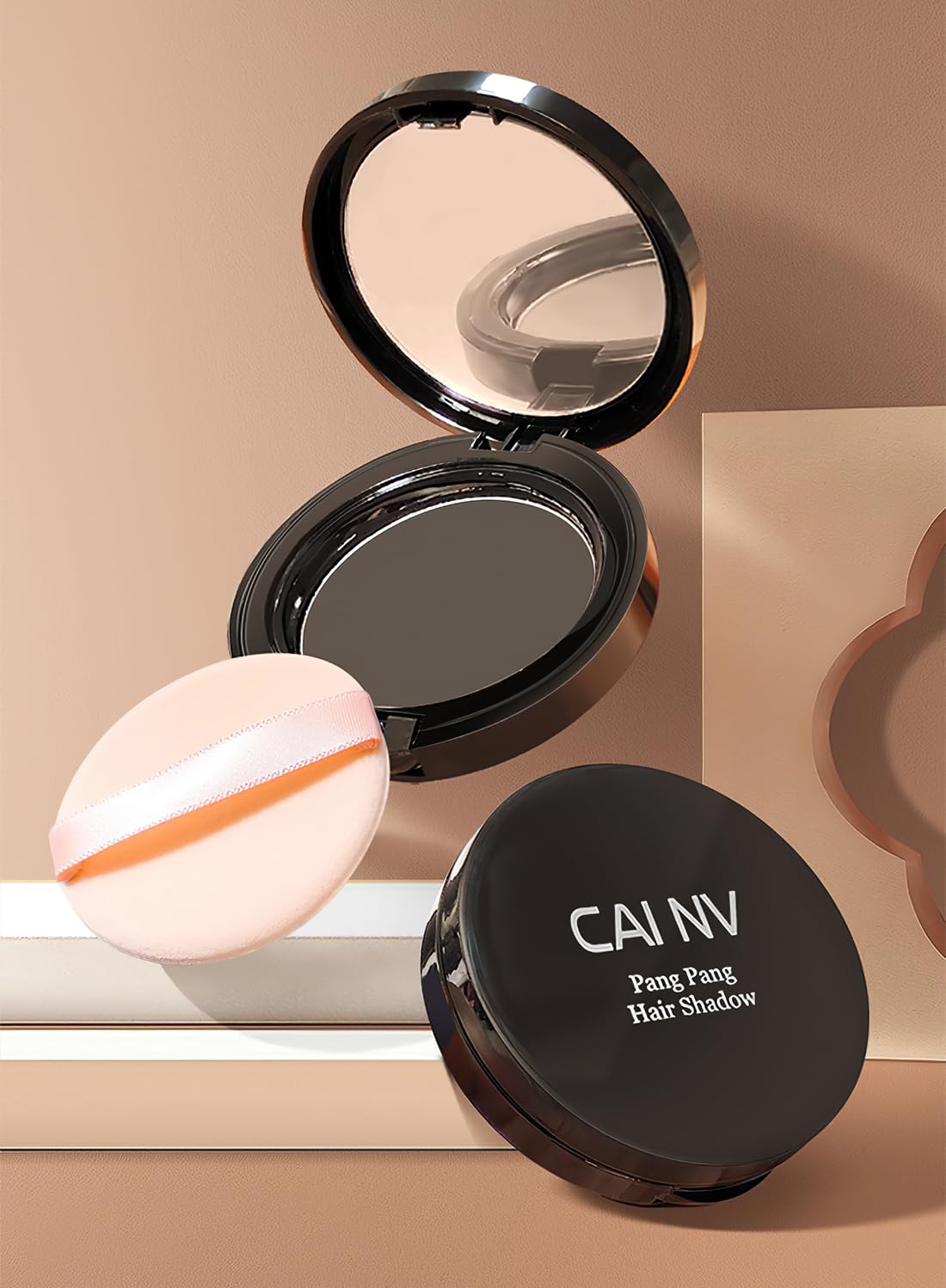 Instantly Hair Shadow Stick with Puff Touch, Root Touch Up Hair Pressed Powder, Root Cover Up Hair Color for Thinning Grey Hairline, Hair Root Concealer for Women and Men 10G