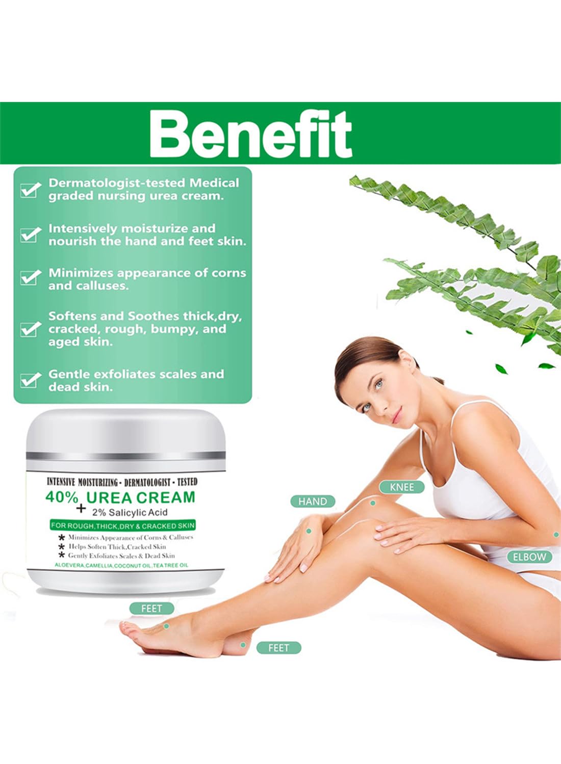 40% Urea Cream and 2% Salicylic Acid, Strength Exfoliator for Rough Skin 100g