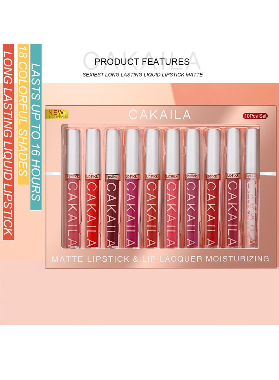 10Pcs Matte Liquid Lipstick Set Contains Smooth Lip Lacquer for Women