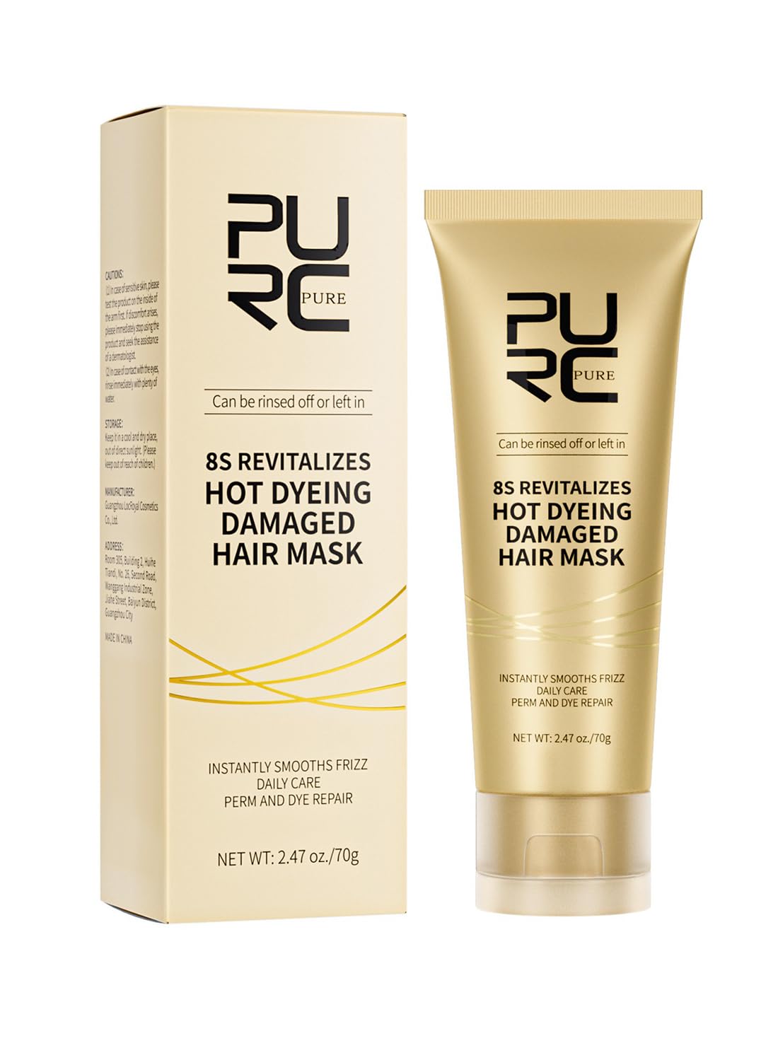 Hair Mask, 8s Revitalizes Hot Dyeing Damaged Hair Mask Deep Conditioner, Hair Daily Care Perm and Dye, Hair Repair Treatment for Damaged Hair, Instantly Smooths Frizz, Restore Hair Strength 70g