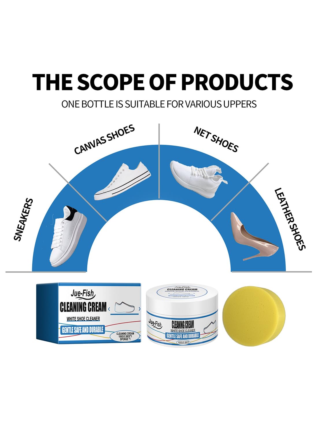 White Shoe Cleaner, Brighten Leather Shoes and Boots Sneaker Cleaner 100g