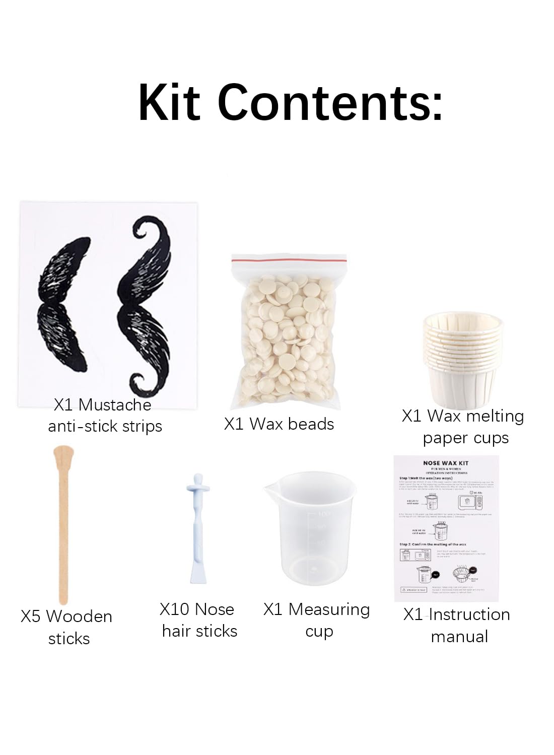 Nose Wax Kit for Nose Hair and Facial Hair, Hair Removal Kit with 10 Applicators