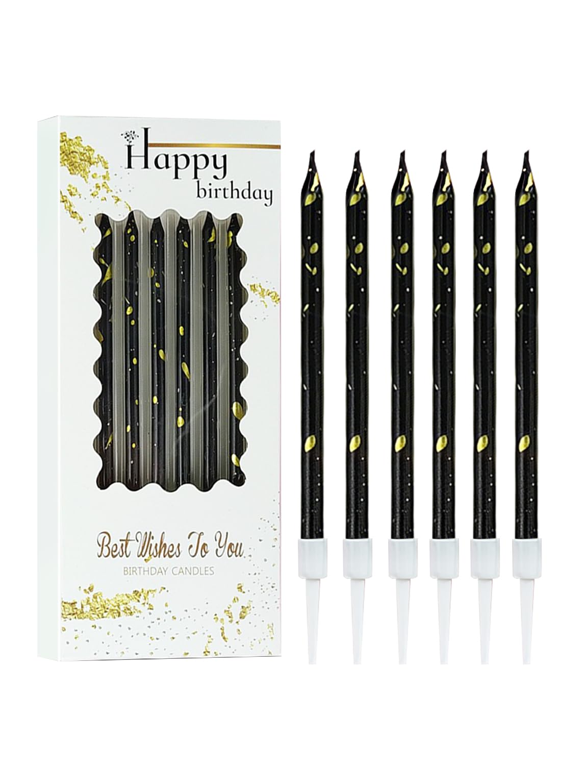 Twisted Birthday Candles, Long Thin Birthday Spiral Candles with Holders-6Pcs