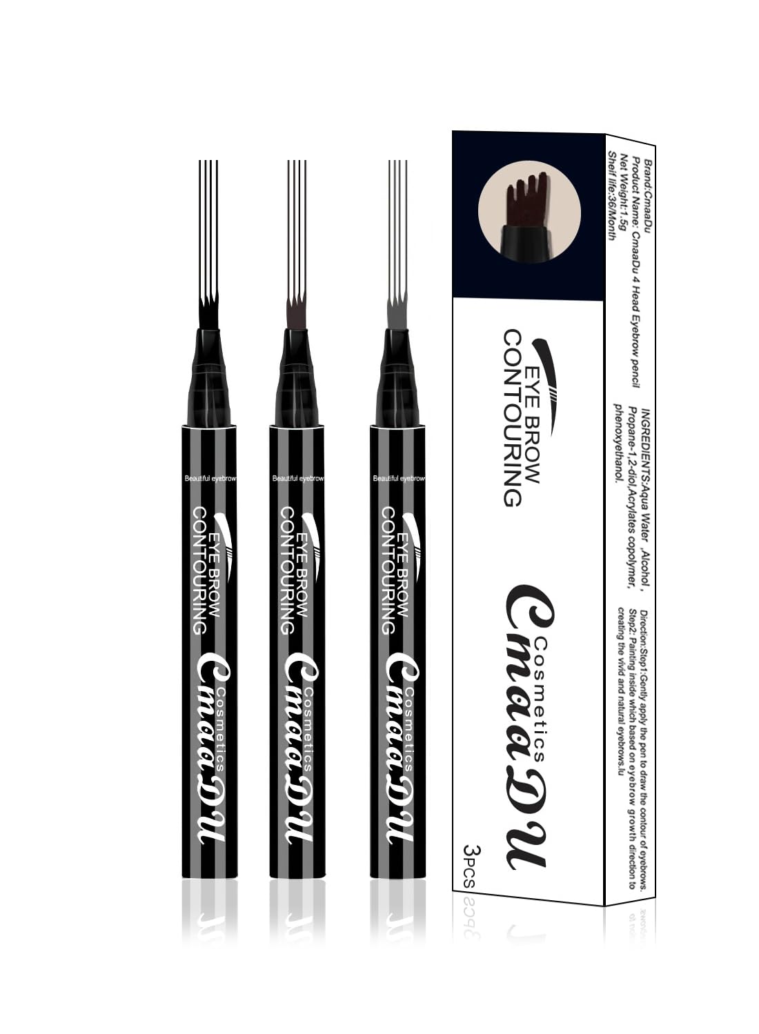 3 Pcs Liquid Eyebrow Pencil Set, Ultra-Fine Tip, Long Lasting Waterproof Smudge Proof Liquid Eyebrow Pencil, Daily Eye Brow Makeup