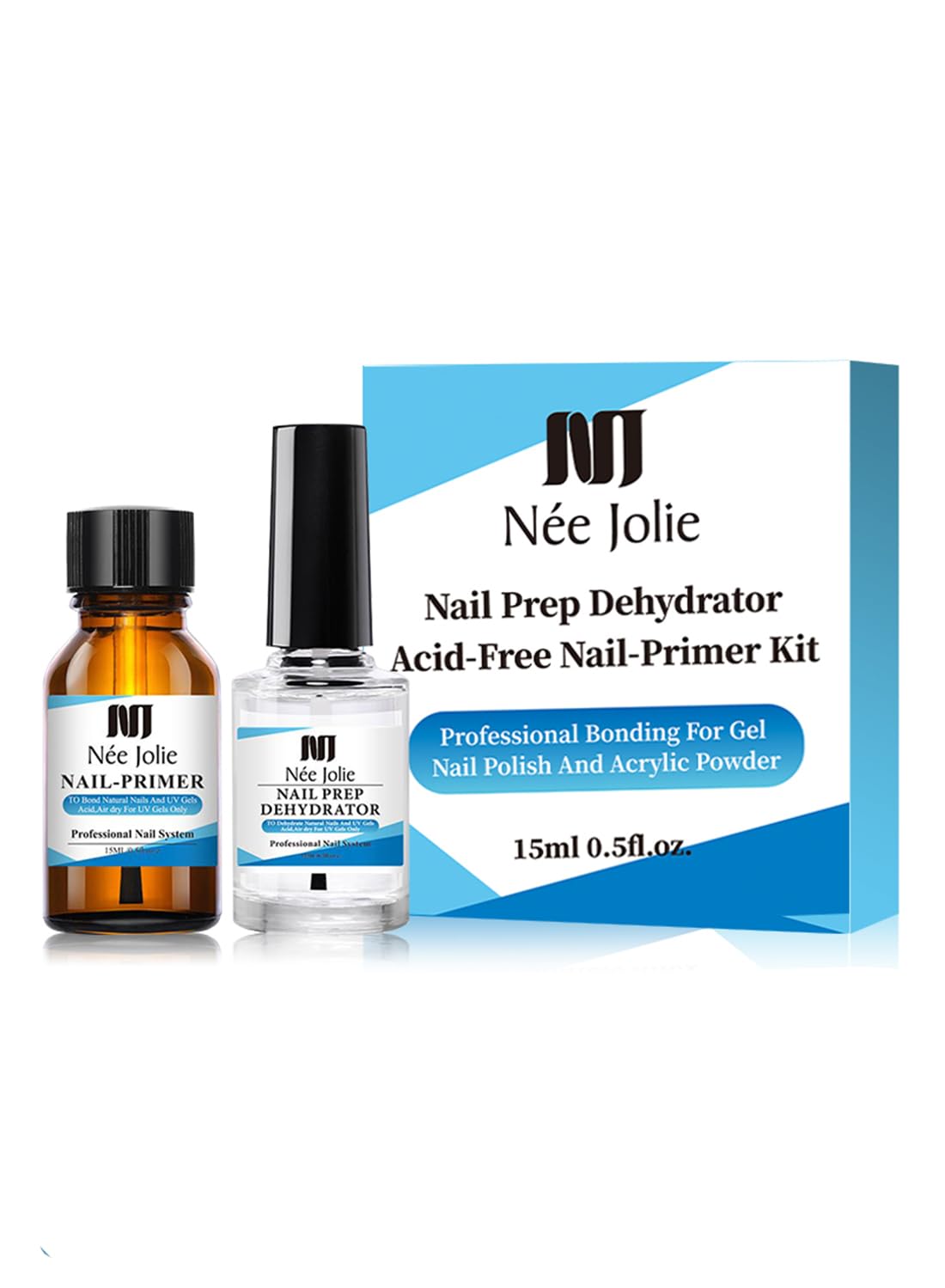 Nail Prep Dehydrator and Nail Primer Set, Fast Air Dry Gel Nail Polish Professional Nail Strengthening System, Bonding Natural Nail for Acrylic Powder