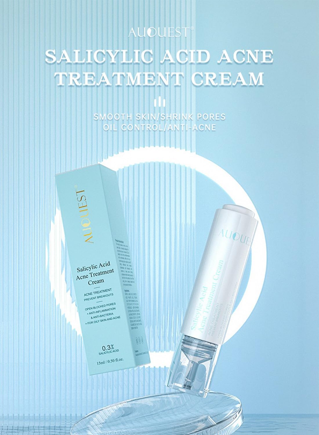 0.3% Salicylic Acid Cream, Face Lotion Preventing Breakouts for Acne Skin - 15ml
