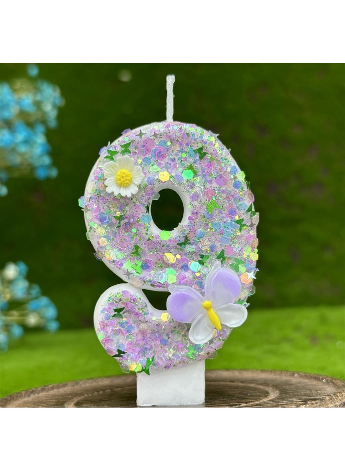 Colorful White Flower Number Cake Candle