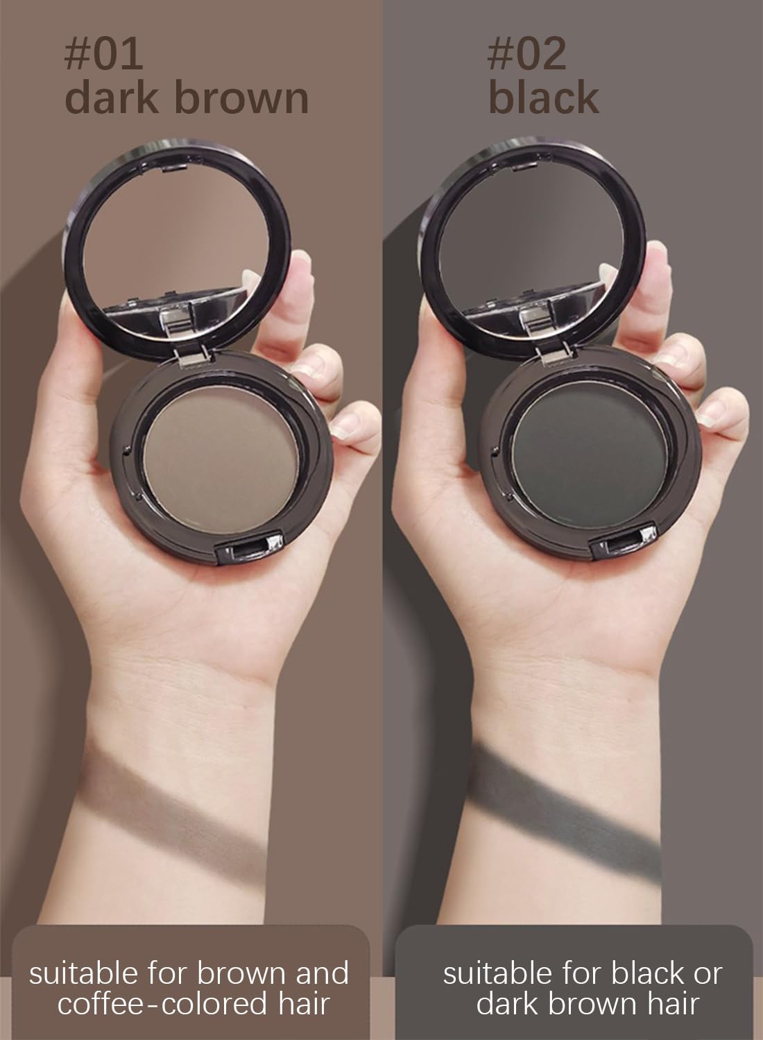 Instantly Hair Shadow Stick with Puff Touch, Root Touch Up Hair Pressed Powder, Root Cover Up Hair Color for Thinning Grey Hairline, Hair Root Concealer for Women and Men 10G