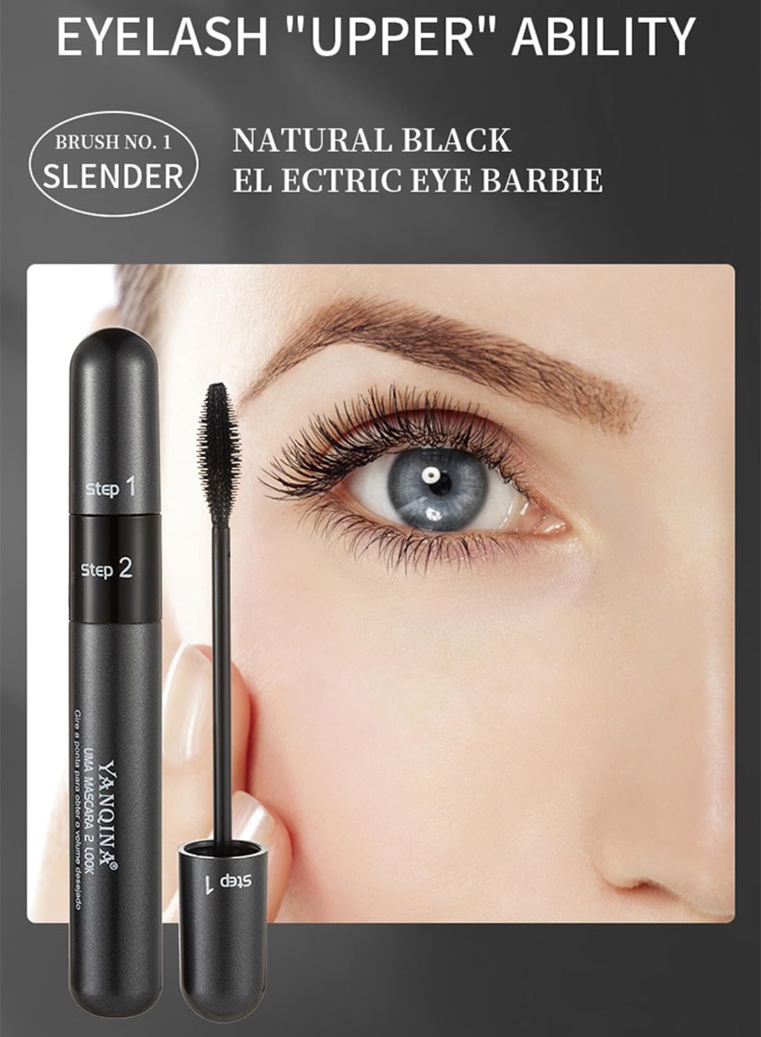 L&Wen 2 in 1 4D Mascara, Volumizing Lengthening Defining Lifting Curling Multiplying Eye Makeup, No Smudging Long Lasting Waterproof Mascara