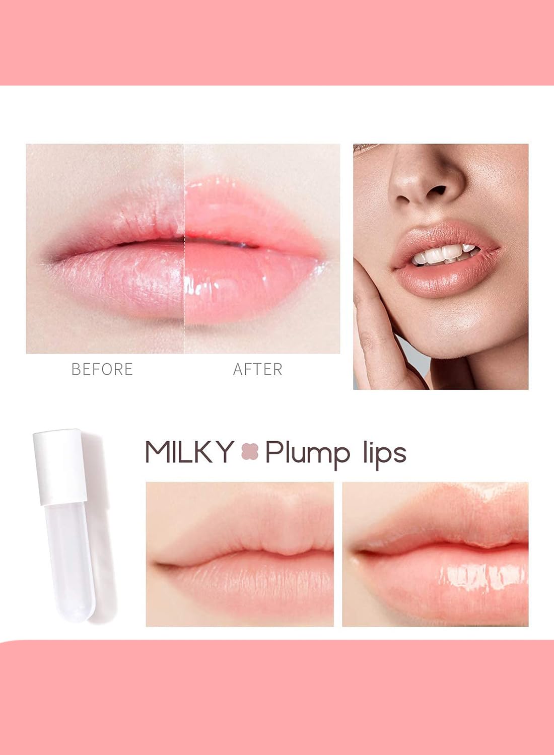 Lip Care Kit with Natural Lip Plumper and Lip Care Serum, Hydrating Moisturizing Repairing Peeling Exfoliating Lip Treatment, Lip Gloss for Fuller Lips 2Pcs