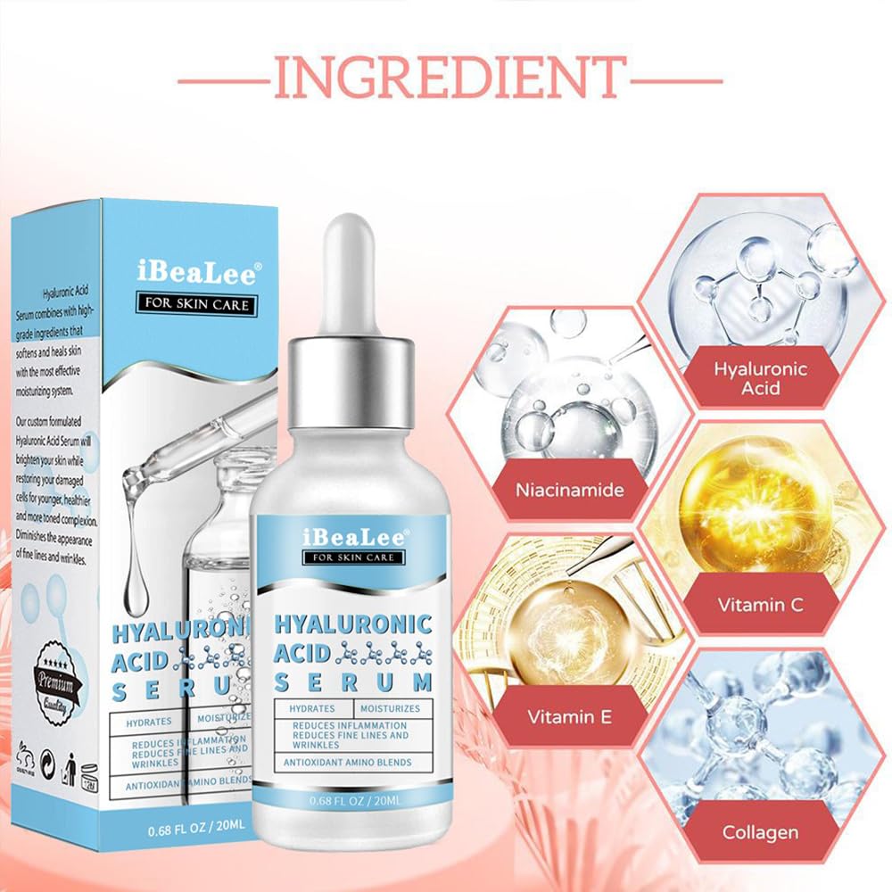 Hyaluronic Acid Serum, Brightening Facial Serum, Non-Greasy Facial Moisturizer