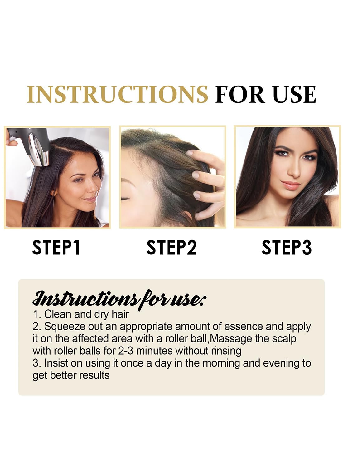 Hair Loss Treatment for Hair Growth, Anti Hair Loss Roll On Massage Hair Boost Essence, Darkens & Strengthens & Promotes Hair Circulation, Reduces Hair Loss, Restores Thin Hair 20ml