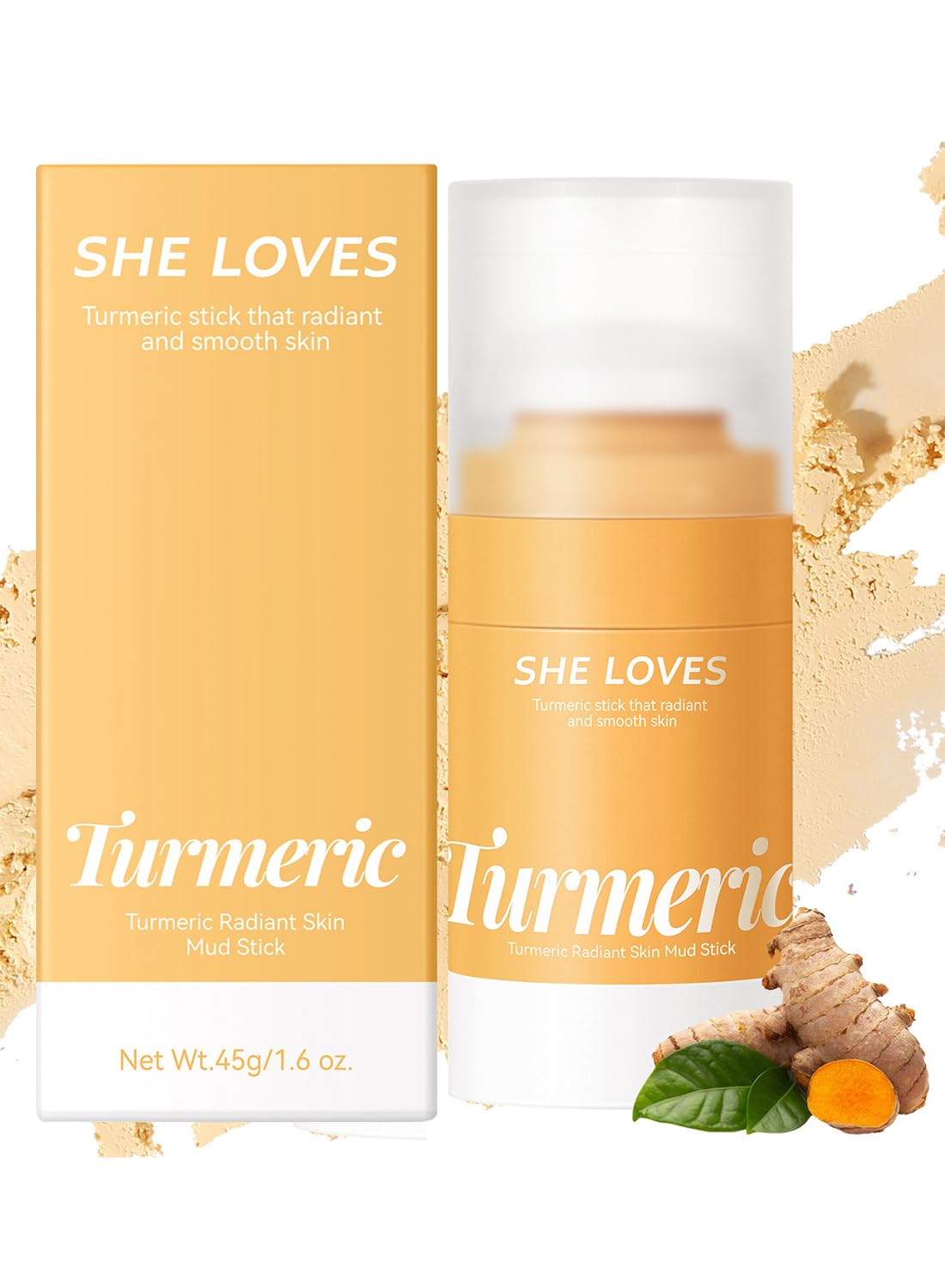 Turmeric Clay Face Mask Stick, Organic Vitamin C Purifying Clay Mask, Reduce Acne Scars Blackhead Healing Mask, Deep Pore Cleanser, Radiant and Smooth Skin, Anti-Aging Skin Care