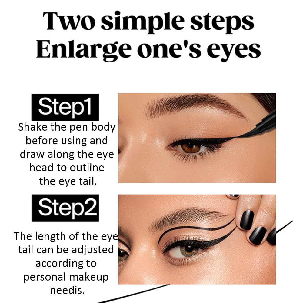 3Pcs Liquid Eyeliner Pen, Lasting Waterproof Ultrafine Eye Liner for Women 01