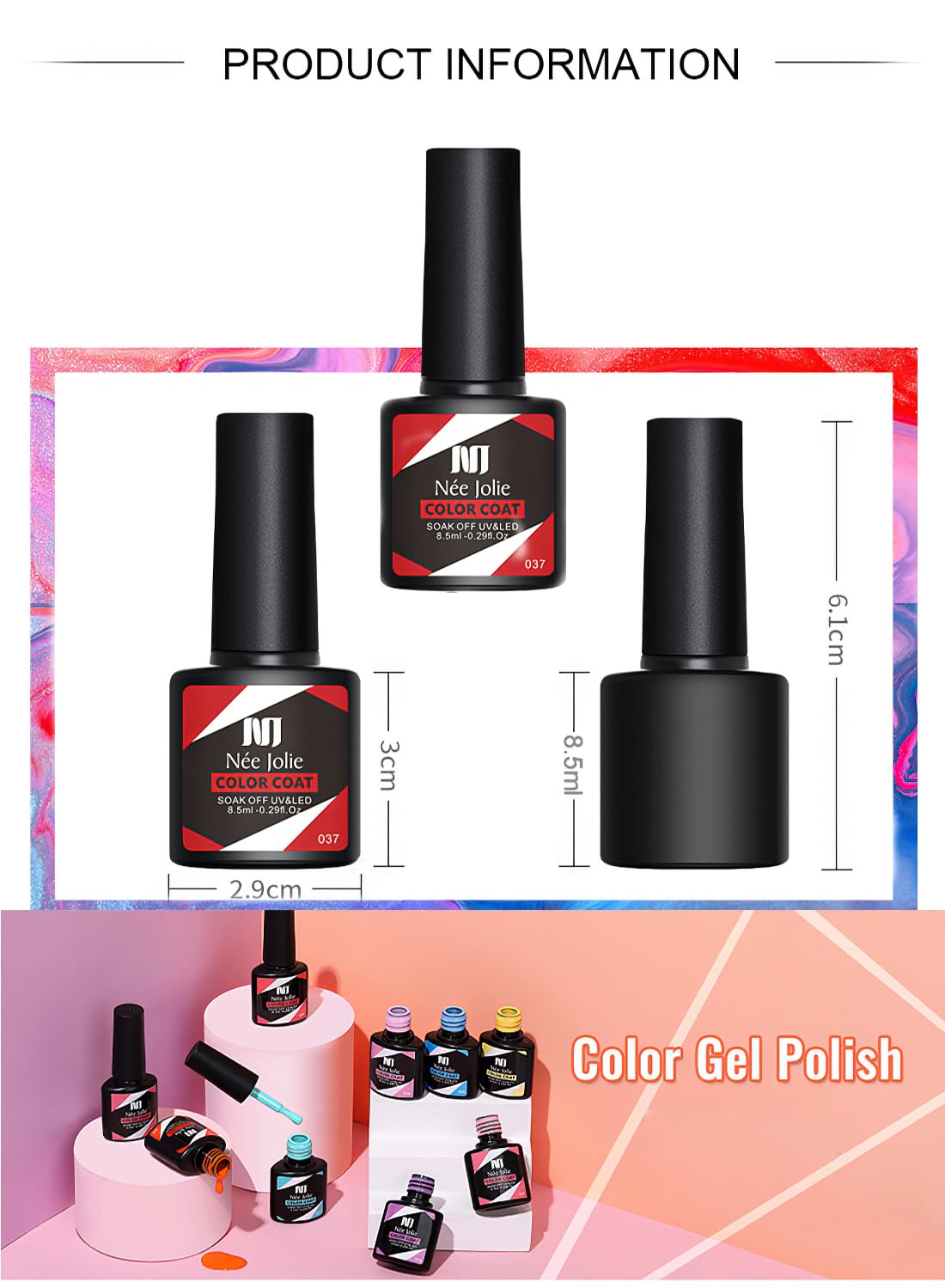 23Pcs Gel Nail Polish Set, Soak off Nail Lamp Gel Polish Starter Set with Base Gel Top Coat Matte Top Coat, for Nail Art Salon Home, Gift for Women