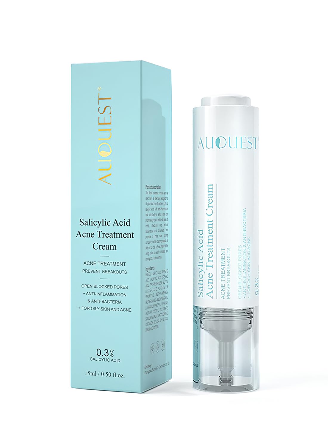 0.3% Salicylic Acid Cream, Face Lotion Preventing Breakouts for Acne Skin - 15ml