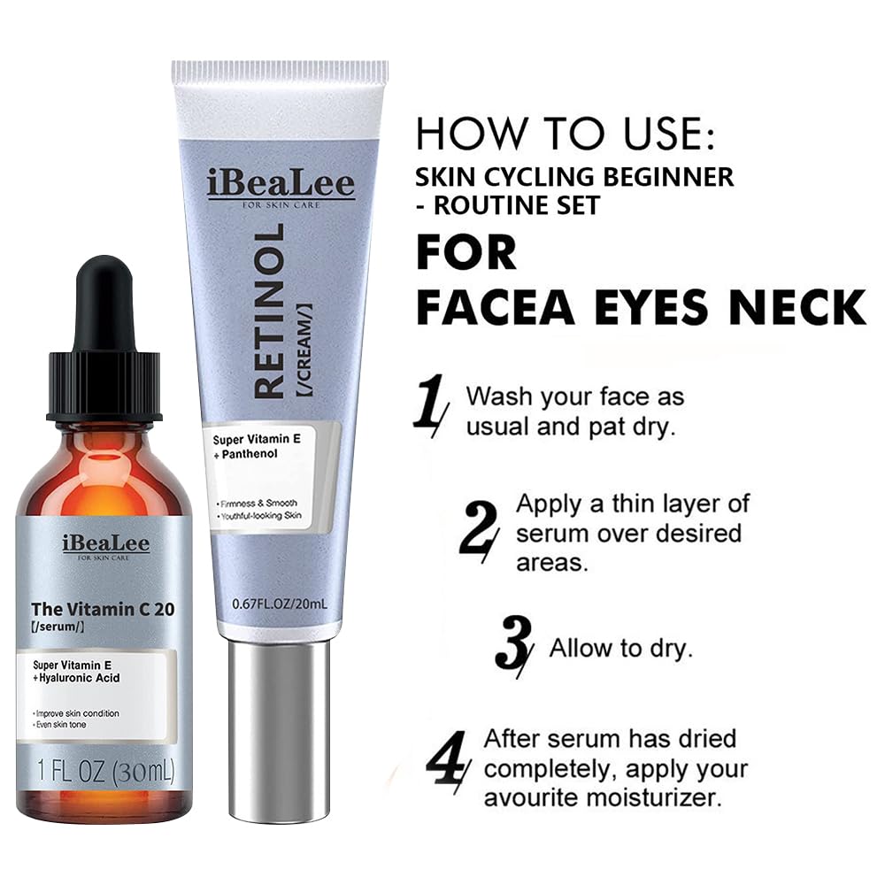 Facial Kit, Retinol Cream + Vitamin C 20 Serum, Face Serum Gift Kit for Women