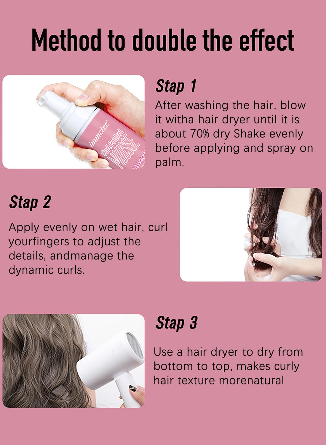 Curl Mousse, Volumizing Hair Foam for Hair Styling Volumizing and Against Frizz Professional Design 200ml