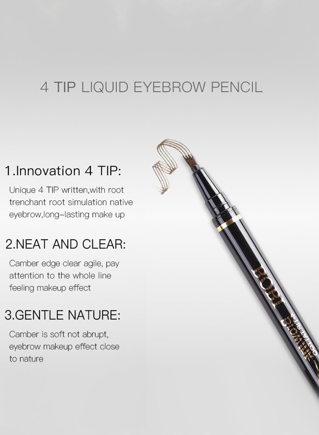 3 in 1 Four Tip Eyebrow & Liquid Eyeliner & Mascara Kit, Natural Waterproof Long Lasting Eye Makeup Set, Non Clumping, Lengthening, Curling, Quick Drying Makeup Salon Set for Women