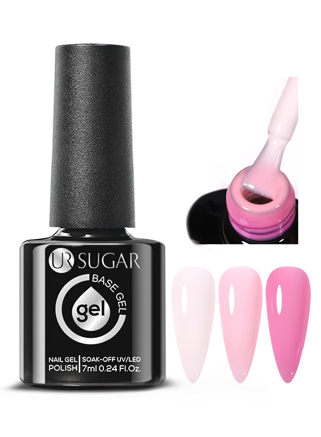 Rubber Base Gel Nail Polish, Temperature Changing Ombre Glitter Nail Gel Polish, Soak Off UV/LED, Builder Base Nail Gel, Base Coat For Nail Strengthening 7ML