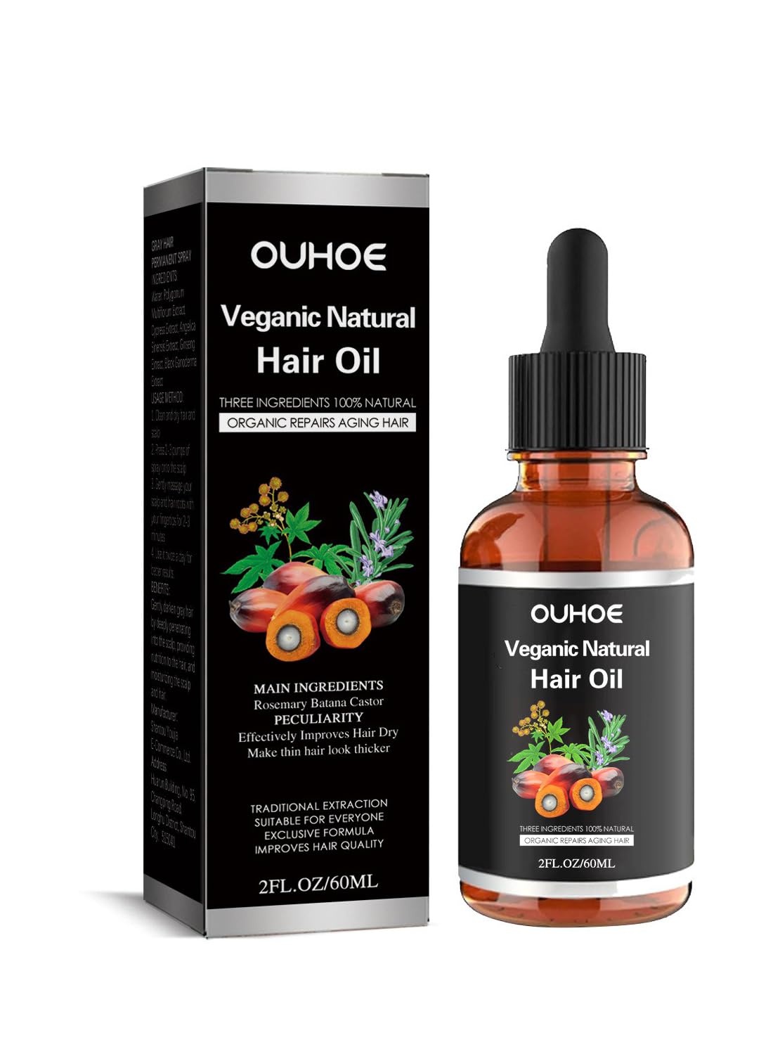 Batana Oil, Safe Nourishing Hair Treatment Oil, Batana Oil, Hair Care Oil for Hair Growth, Reduces Hair Loss Breakage & Split Ends, Enhances Hair Radiance, All Hair Types 60ml