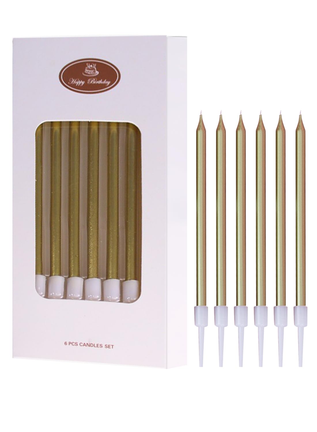 Long Thin Metallic Birthday Candles-6Pcs
