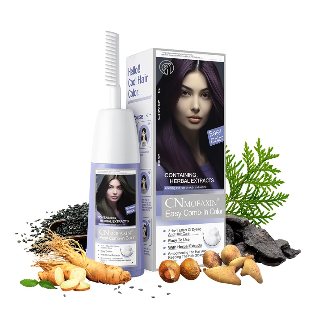 Natural Plant Bubble Hair Dye Kit with Comb, Long Lasting Pure Plant Extract for Grey Hair Color Bubble Dye, Easy to Use Hair Dye for Women Men 200ml