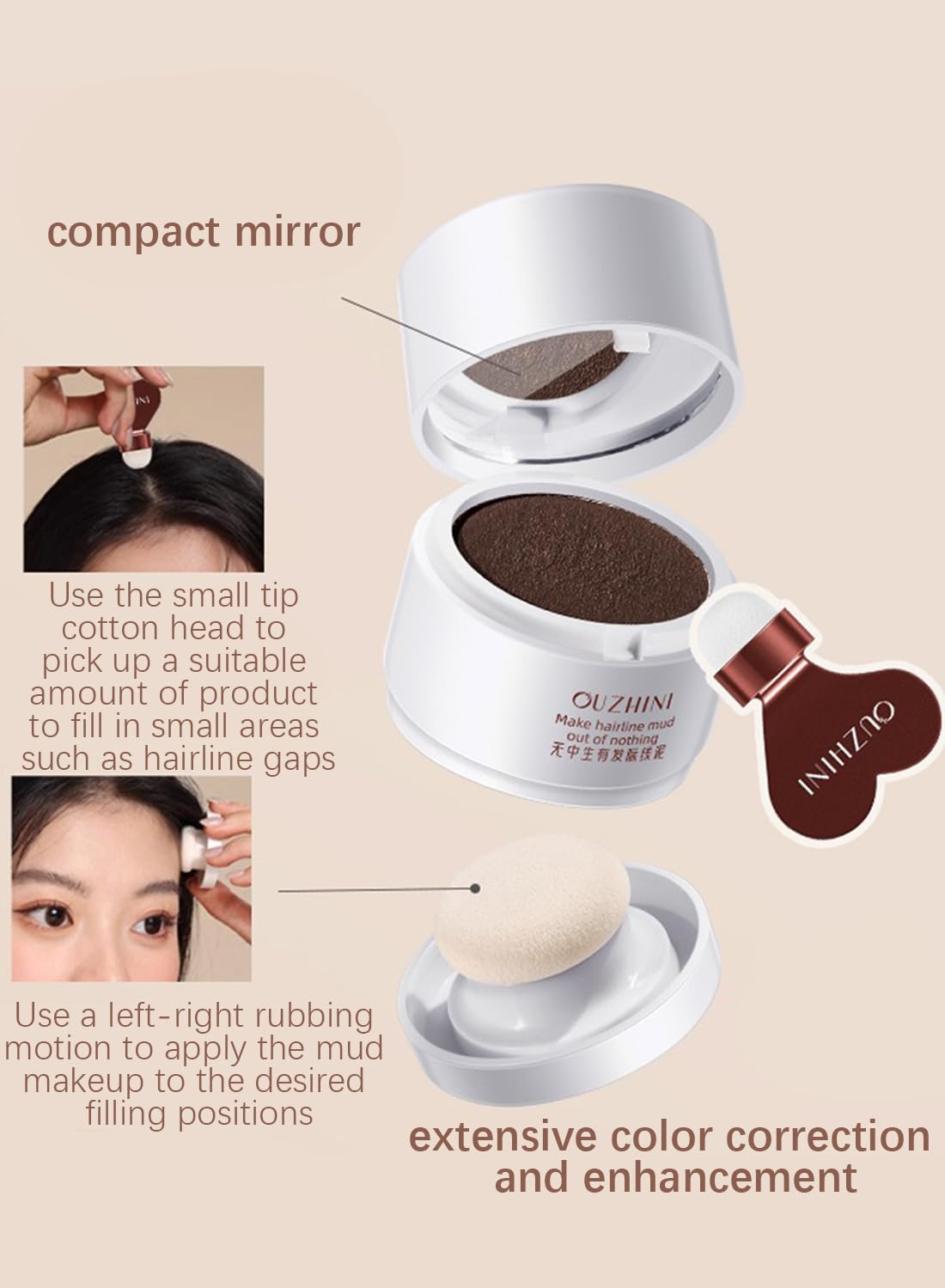 Instantly Hair Shadow Stick with Puff Touch, Root Touch Up Hair Powder with Puff Touch, Root Cover Up Hair Color for Thinning Grey Hairline, Hair Root Concealer for Women and Men 4G