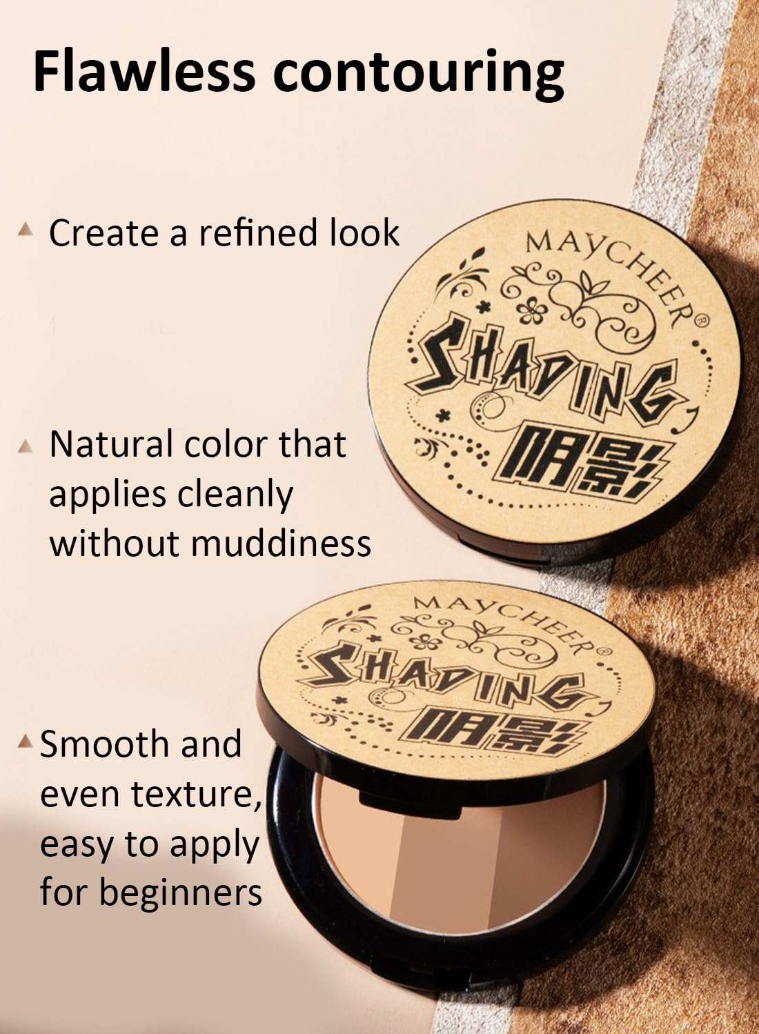 Tricolor Face Contour Palette, Multi-Use Contouring Concealer Highlighter Powder
