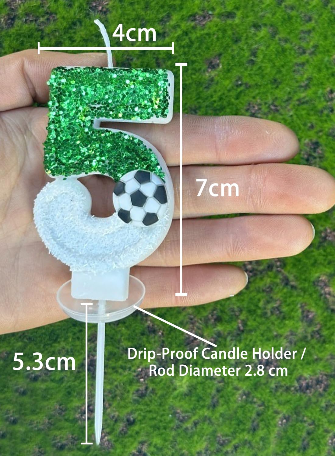White Green Number Football Cake Candle