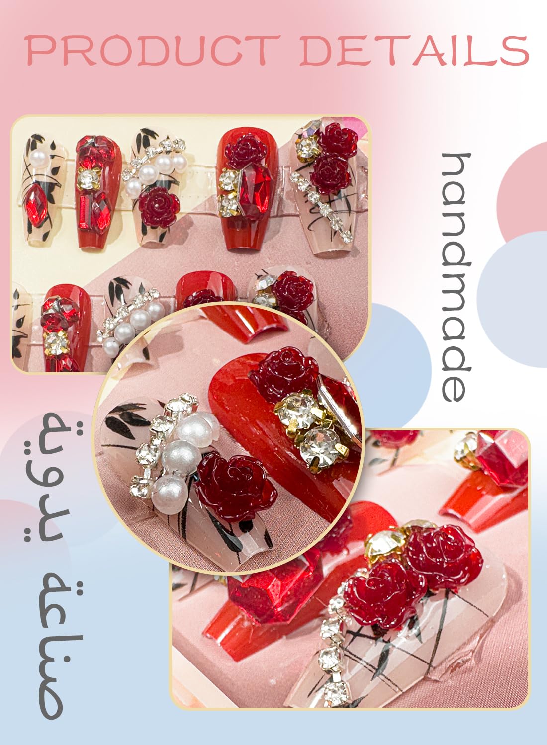 24Pcs Press on Nails, Long Lasting Chip-Free Press Ons Square for Gift, Nails Tip Set for Salons and DIY with 36Pcs Nail Adhesive Glue Tapes for Women