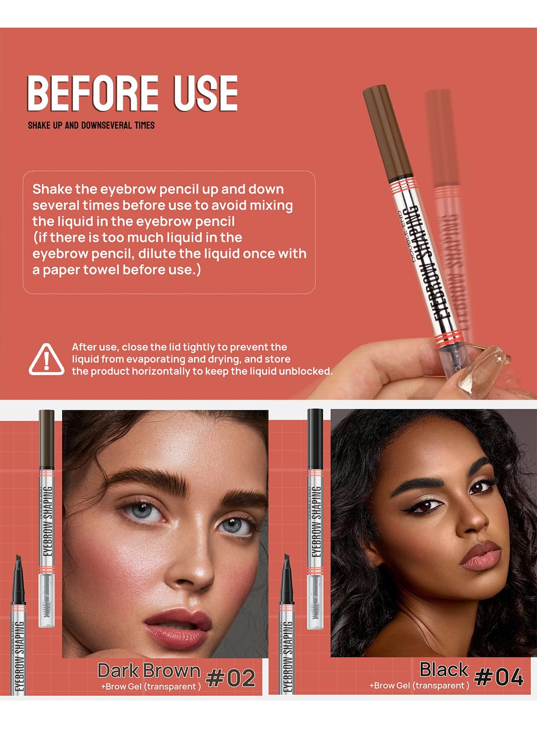 2 in 1 4-Tip Brow Pen & Eyebrow Gel