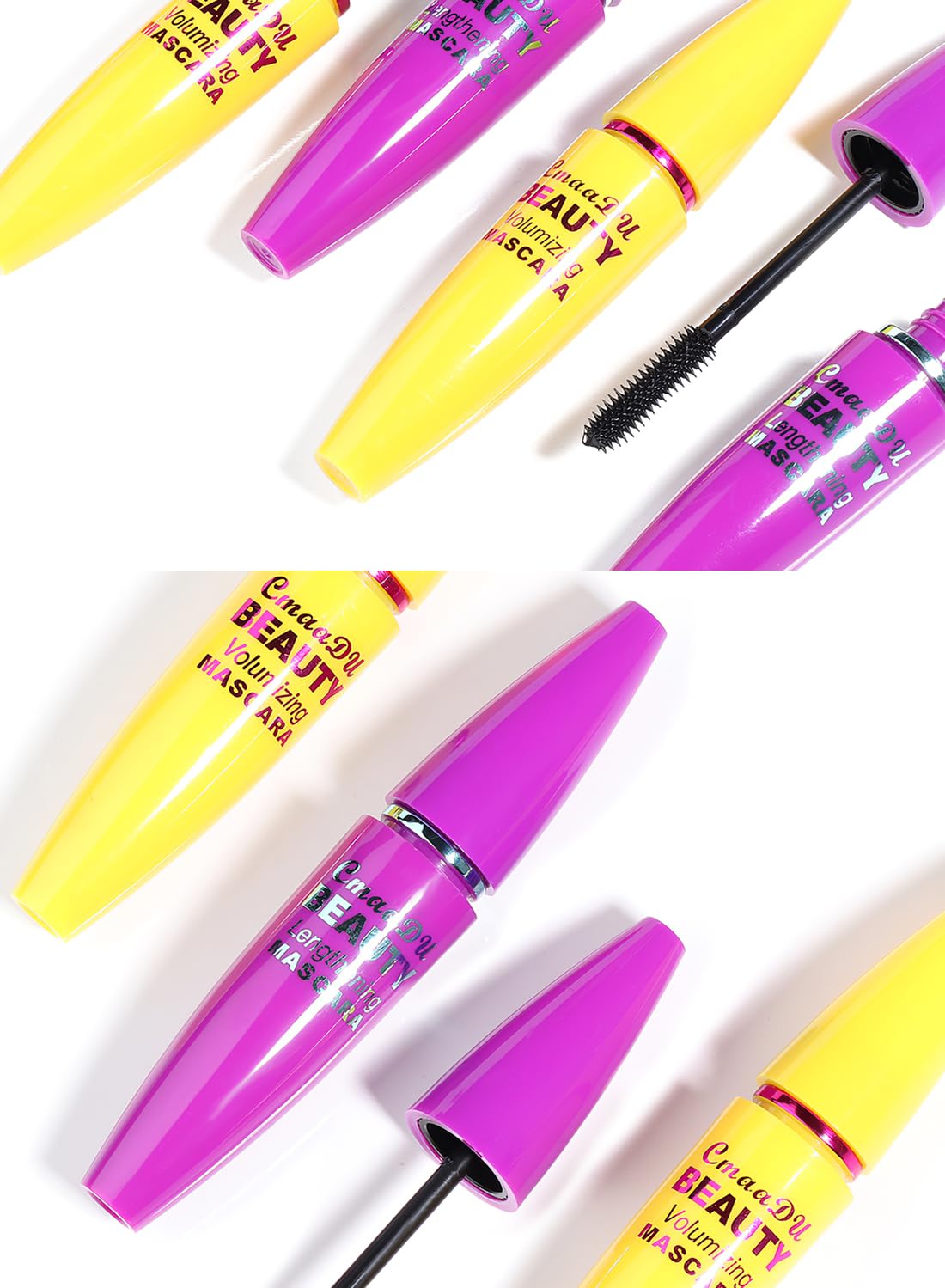 2Pcs 4D Silk Fiber Lash Mascara, Waterproof & Long-Lasting, Long Natural Thickening Lengthening Eye Makeup No Clumping, No Smudging Lasting All Day (Pack of 2)